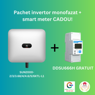 Promo! Invertor Huawei SUN2000-3.68KTL-L1 + DDSU666H(CADOU)