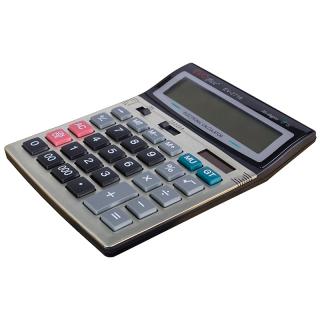 Calculator 16 dgt, 15.5 21 cm, front metalic EVOffice 2716