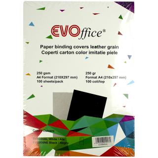 Coperti carton color imitatie piele A4 250g mp 100coli top EVOffice - alb