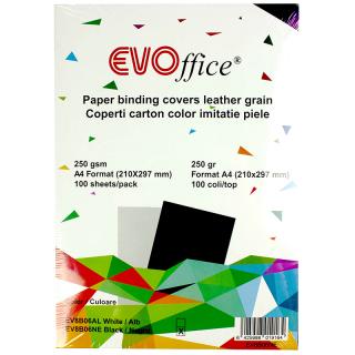 Coperti carton color imitatie piele A4 250g mp 100coli top EVOffice - negru