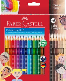 CREIOANE COLORATE 18+6 CULORI + TONURILE PIELII GRIP 2001 FABER-CASTELL