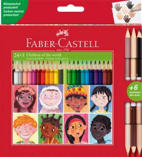 CREIOANE COLORATE 24+3 CR. BICOLORE PIELE CHILDREN OF THE WORLD FABER-CASTELL