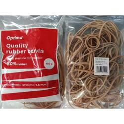 Elastice pentru bani, 60% cauciuc, 100gr. punga, D 90, grosime 3mm x 1.5mm, Optima - natural