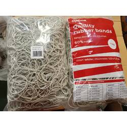 Elastice pentru bani, 60% cauciuc, 1kg punga, D 50, grosime 1.5mm x 1.5mm, Optima - albe