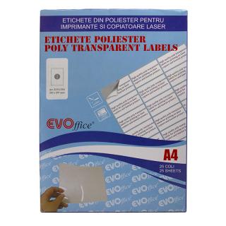 Etichete din poliester 210 297 mm pentru imprimante laser 1 A4, 25 coli top, colturi drepte