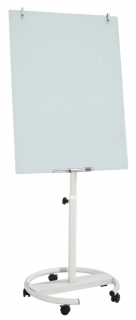 Flipchart magnetic din sticla, suport mobil rotund cu 5 rotile 70 100 cm EVOffice