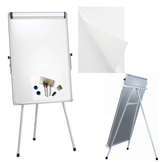 Flipchart magnetic, rama aluminiu, prindere cu clema rabatabila, trepied 70 100 cm EVOffice