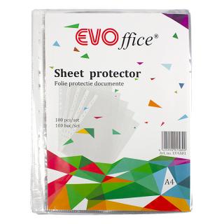 Folie protectie documente A4, 100 buc set EVOffice