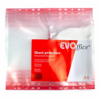 Folie protectie documente A4,cristal 150 micr cu clapeta laterala si capsa, 10 buc set EVOffice