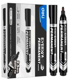 MARKER PERMANENT NEGRU VARF ROTUND 2.5MM DELI