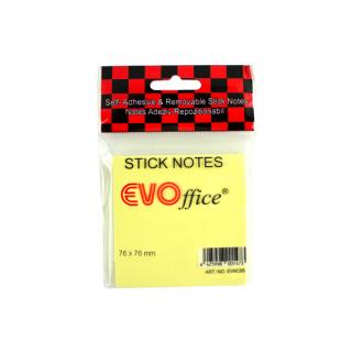 Notes autoadeziv 76 76 mm,galben pastel EVOffice Economic Line