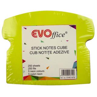 Notes autoadeziv cub color 250 file, 5 culori neon EVOffice - telefon