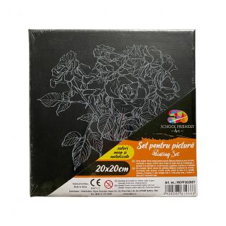 PANZA PREDESENATA PE SASIU NEAGRA 20 20CM TRANDAFIRI SF ART PIGNA