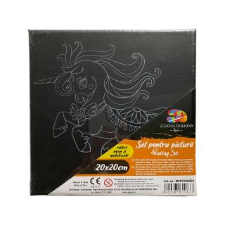 PANZA PREDESENATA PE SASIU NEAGRA 20 20CM UNICORNI 2 SF ART PIGNA