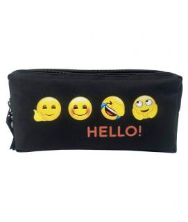 PENAR ETUI DREPTUNGHIULAR 3 FERMOARE NEGRU EMOJI PIGNA