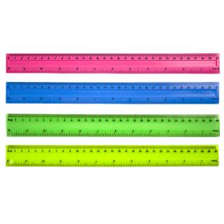 Rigla plastic color mat 30 cm - rosu