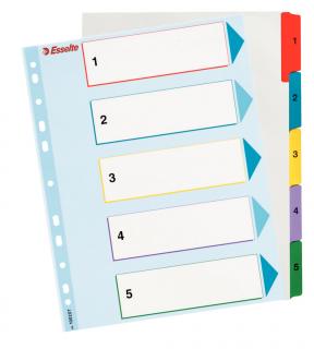 SEPARATOARE INDEX CARTON 1-5 REINSCRIPTIBIL ESSELTE