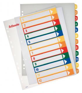 SEPARATOARE INDEX PLASTIC 1-12 IMPRIMABIL ESSELTE