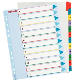 SEPARATOARE INDEX PLASTIC 1-12 REINSCRIPTIBIL ESSELTE