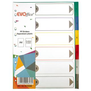 Separatoare plastic 6 culori set EVOffice