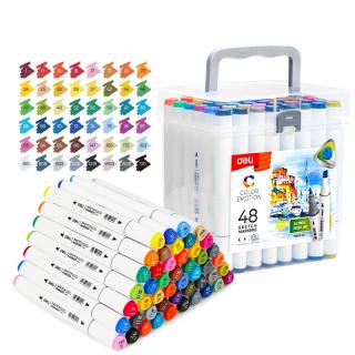 SET 48 MARKERE SKETCHING VARF DUBLU ROTUND 1MM TESIT 7MM CUT PLASTIC COLOR EMOTION DELI