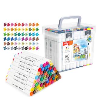 SET 60 MARKERE SKETCHING VARF DUBLU ROTUND 1MM TESIT 7MM CUT PLASTIC COLOR EMOTION DELI