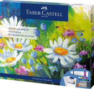 SET ACRILIC CREATIV 18 PIESE (12 CUL ACRILICE 9ML + CANVA+ PALETA+ 4 PENSULE) FABER-CASTELL