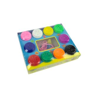 Set plastilina   play dough   in borcan 10 culori  57gr si 14 sabloane plastic diverse forme