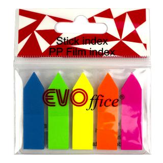 Stick index plastic 44 12.7 mm, 5 culori neon 20 file, forma sageata EVOffice