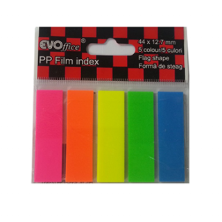 Stick index plastic 44 12.7 mm, 5 culori neon 20 file, steag EVOffice