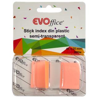 Stick index plastic cu dispencer 43.2 25.4mm, 1 cul neon 50file EVOffice orange