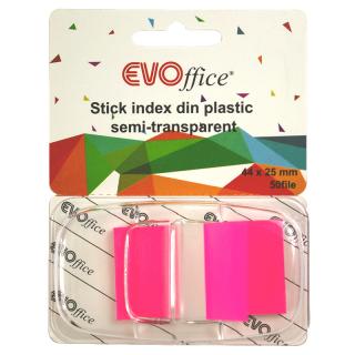 Stick index plastic cu dispencer 43.2 25.4mm, 1 cul neon 50file EVOffice- rosu