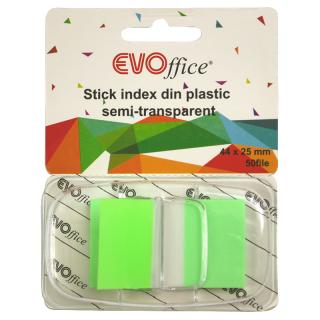 Stick index plastic cu dispencer 43.2 25.4mm, 1cul neon 50file EVOffice verde