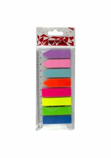 Stick index plastic cu rigla 44 12.7 mm 8 culori neon  25 file (4 steag+ 4 sageata) EVOffice