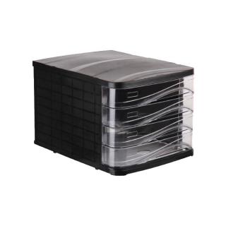 Suport (caseta) plastic cu 4 sertare pentru documente 36  28  25 cm ARK