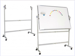 Whiteboard magnetic rotativ cu 2 fete, rama aluminiu si suport mobil 90x120 cm EVOffice