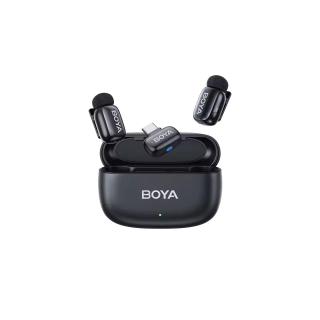 BOYA Mini sistem wireless dual compact pentru telefon, USB-C (2.4 GHz, Negru)