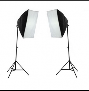 Kit 2 x lumina E27 135W cu softbox 50 x 50cm si stativ