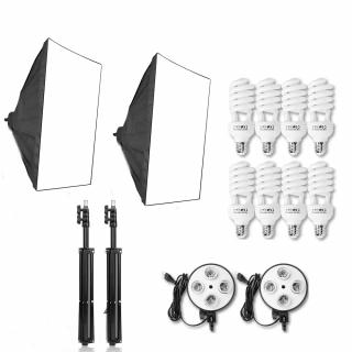 Kit lumini E27 85W x 8 cu softbox 60 x 80 cm si stativ