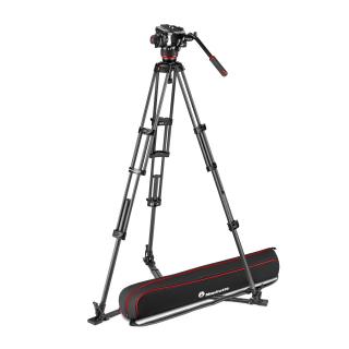 Manfrotto MVK504XTWINGC Kit Trepied video Carbon cu spreader de podea