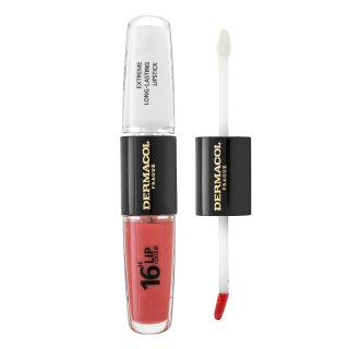 Dermacol 16H Lip Colour Extreme Long-Lasting Lipstick ruj si luciu de buze cu persistenta indelungata 2 in 1 No. 01 8 ml