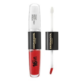 Dermacol 16H Lip Colour Extreme Long-Lasting Lipstick ruj si luciu de buze cu persistenta indelungata 2 in 1 No. 03 8 ml