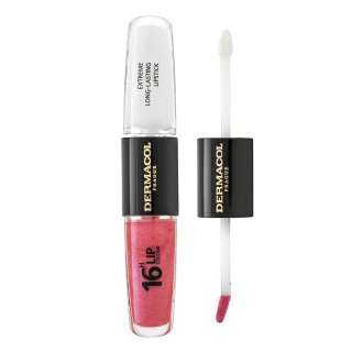 Dermacol 16H Lip Colour Extreme Long-Lasting Lipstick ruj si luciu de buze cu persistenta indelungata 2 in 1 No. 15 8 ml