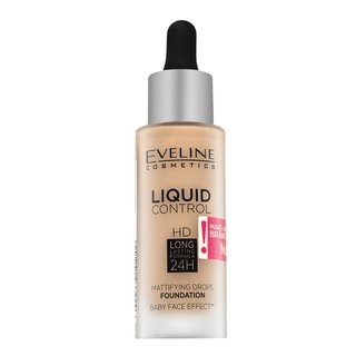 Eveline Liquid Control HD Mattifying Drops Foundation machiaj persistent cu efect matifiant 010 Light Beige 32 ml