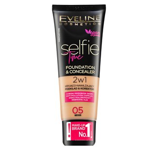 Eveline Selfie Time 2in1 Foundation & Concealer machiaj persistent 2în1 05 Beige 30 ml