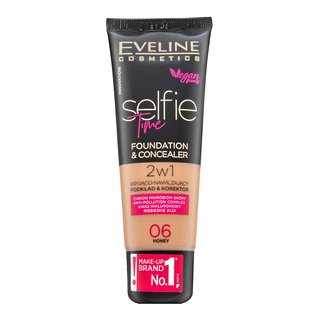 Eveline Selfie Time 2in1 Foundation & Concealer machiaj persistent 2în1 06 Honey 30 ml