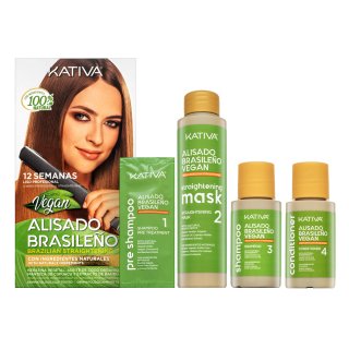 Kativa Brazilian Straightening Vegan Kit set cu keratină pentru indreptarea părului 225 ml