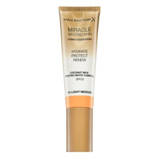 Max Factor Miracle Second Skin Hybrid Foundation SPF20 04 Light Medium machiaj persistent cu efect de hidratare 30 ml