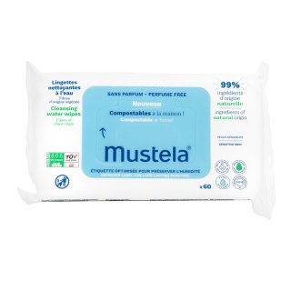 Mustela Compostable at Home servetele pentru curatare pentru copii Cleansing Water Wipes 60 pcs
