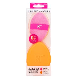 Real Techniques Miracle 2-in-1 Powder Puff + Travel Case burete pentru make-up